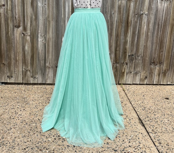 Bridal Skirt Green Tulle Maxi Skirt Uk Elegant Flower Girl Dress