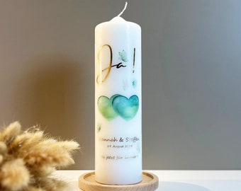 Wedding candle - Yes! green watercolor -