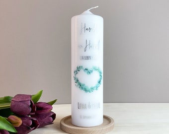 Wedding candle - eucalyptus heart