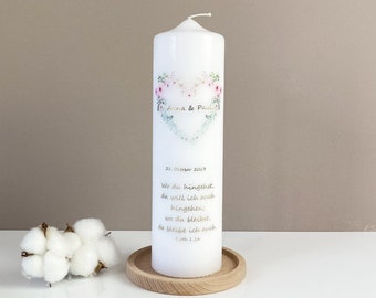 Wedding candle - romantic floral heart