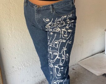 90s painted jeans