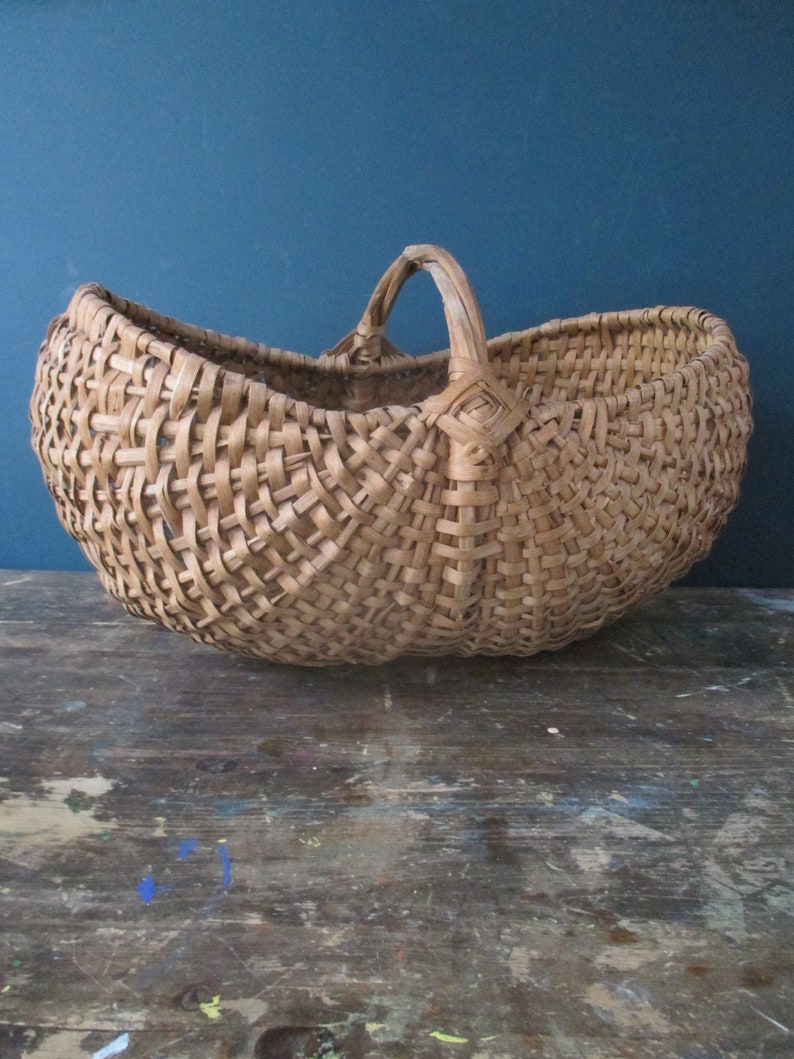 Primitive Vintage Native Splint Ash Buttocks Basket Canada
