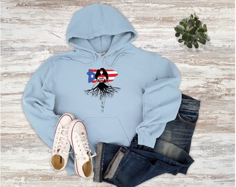 Puerto Rican Flag Womens Jacket Pullover Tops Pocket Hoodie Top