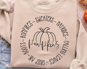 Fall Things Circle Svg, Fall Bucket List Svg, Pumpkin Svg, Autumn Sign Svg, Hello Fall Svg, Fall Shirt Svg, Cozy Season Svg, Fall Decor Svg
