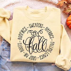 Fall Things Circle Svg, Fall Bucket List Svg, Fall Sign Svg, Pumpkin Svg, Hello Fall Svg, Fall Shirt Svg, Autumn Decor Svg, Cozy Svg image 1