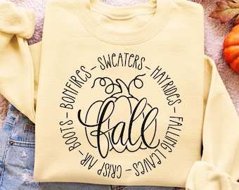 Fall Things Circle Svg, Fall Bucket List Svg, Fall Sign Svg, Pumpkin Svg, Hello Fall Svg, Fall Shirt Svg, Autumn Decor Svg, Cozy Svg