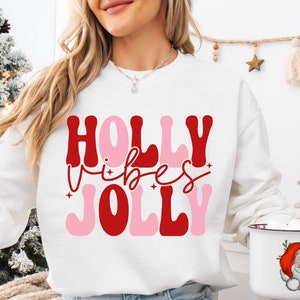 Holly Jolly Vibes Svg, Retro Christmas Design Svg, Christmas Vibes Shirt Svg, Holiday Cheer Svg, Festive Christmas Shirt Svg