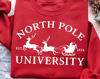 North Pole University Svg, Christmas Shirt Design, North Pole Brewing Svg, Santa and Reindeer Svg, Holiday Sign Svg, Festive Decor Svg