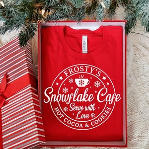 Frosty&#39;s Snowflakes Cafe Svg, Christmas Farmhouse Svg, Frosty&#39;s Cafe Sign Svg, Snowflakes Cafe Svg, Holiday Wall Art Svg, Festive Decor Svg