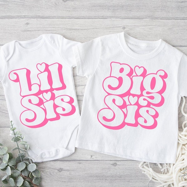 Big Sis SVG, Lil Sis SVG, PNG, Sibling Matching Shirt Bundle Svg, Big Sister Svg, Little Sister Svg, Kids Matching Shirt Svg