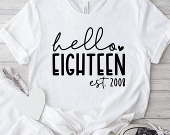 Hello Eighteen SVG, PNG, 18th Birthday Svg, 18 Svg, 18th Birthday Shirt Svg, Est 2007 Svg, Turning 18 Svg, Eighteenth Birthday Svg