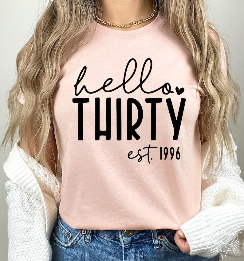 Hello Thirty SVG, PNG, 30th Birthday Svg, 30th Birthday Shirt Svg, Thirty And Fabulous Svg, Thirty Svg, Thirty-Licious Svg, Thirty Birthday image 1