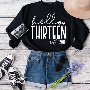 Hello Thirtheen SVG, PNG, 13th Birthday Svg, Birthday Girl Svg, 13th Birthday Shirt Svg, Est 2011 Svg, Official Teenager Svg, Thirtheen Svg image 2