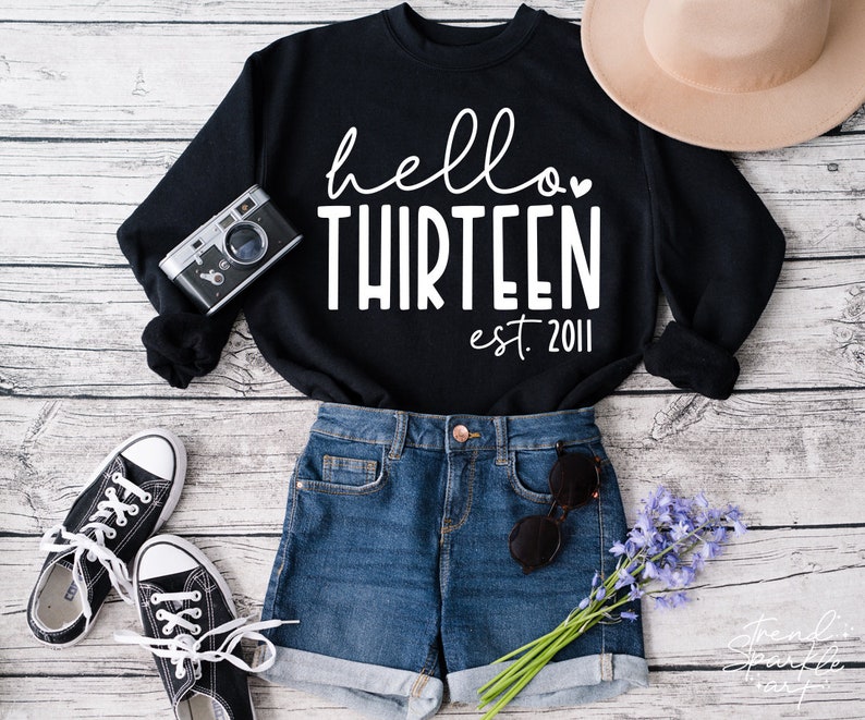 Hello Thirtheen SVG, PNG, 13th Birthday Svg, Birthday Girl Svg, 13th Birthday Shirt Svg, Est 2011 Svg, Official Teenager Svg, Thirtheen Svg image 2