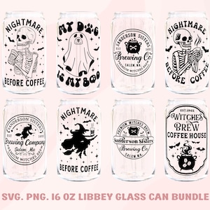 Halloween Glass Can SVG PNG Bundle, Halloween Libbey Glass, Halloween SVG Bundle, Can Glass Bundle, Libbey Svg Bundle, 16oz Glass Can Wrap