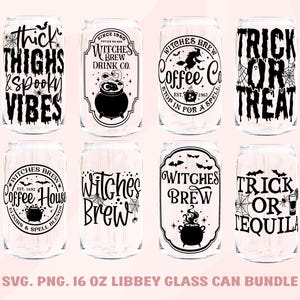 Halloween Glass Can SVG PNG Bundle, Halloween Libbey Glass, Halloween SVG Bundle, Can Glass Bundle, Libbey Svg Bundle, 16oz Glass Can Wrap