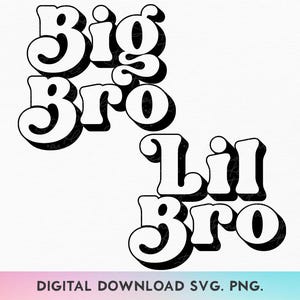 Big Bro SVG, Lil Bro SVG, broer/zus bijpassende shirt bundel SVG, Big Brother SVG, kleine broer SVG, kinderen bijpassende shirt SVG, nieuwe baby SVG