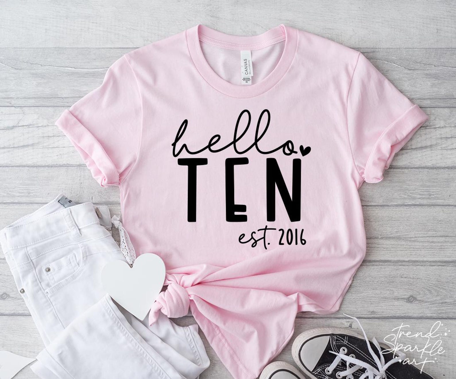 Hello Ten SVG, PNG, 10th Birthday Svg, Birthday Girl Svg, 10th Birthday ...