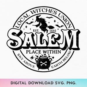 União das Bruxas Locais de Salem (SVG), Halloween (SVG), Bruxa de Halloween (SVG), Bruxa de Salem (SVG), Camiseta de Halloween (SVG), Decoração Assustadora (SVG)