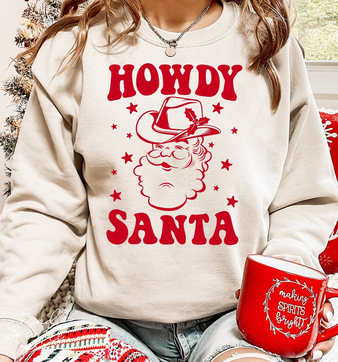 Howdy Santa Svg, Ho Ho Howdy Christmas Svg, Santa Cowboy Hat Svg ...