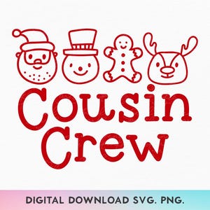 Camiseta de Natal Cousin Svg, Camisetas de Natal para Crianças Combinando Svg, Camiseta de Natal para Bebê Svg, Camiseta de Natal para Família Svg, Equipe de Primos Svg
