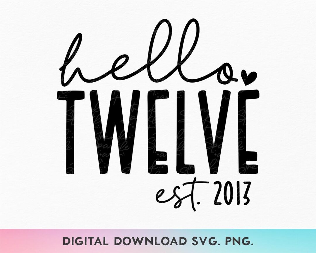 Hello Twelve SVG, PNG, 12th Birthday Svg, Birthday Girl Svg, 12th ...