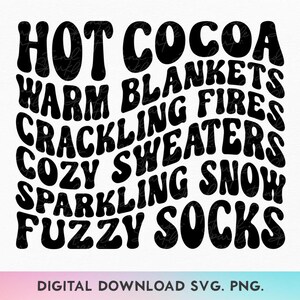 Svg de invierno, diseño de lista de palabras de invierno, Svg de cosas acogedoras de invierno, Svg de suéter con frase sobre el clima, Svg de camiseta navideña, Svg de camiseta con ambiente invernal