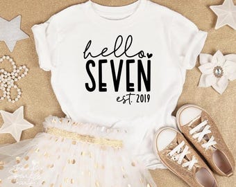 Hello Seven SVG, PNG, 7th Birthday Svg, Birthday Girl Svg, 7th Birthday Shirt Svg, 7th Birthday Png, Seventh Birthday Svg