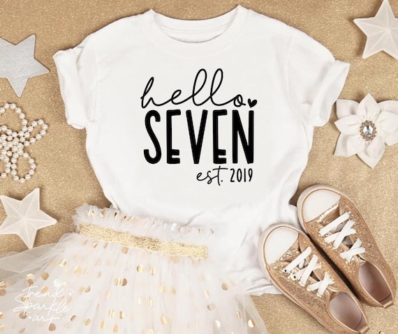 Hello Seven SVG, PNG, 7th Birthday Svg, Birthday Girl Svg, 7th Birthday Shirt Svg, 7th Birthday Png, Seventh Birthday Svg