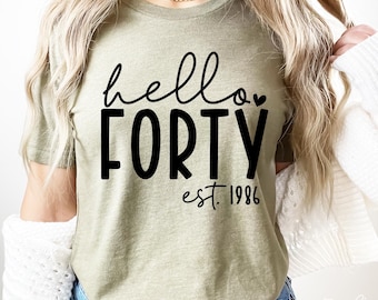 Hello Forty SVG, PNG, 40th Birthday Svg, 40th Birthday Shirt Svg, Forty And Fabulous Svg, Forty Svg, Forty-Licious Svg, Forty Birthday Svg