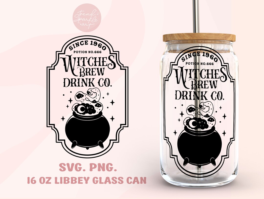 Witches Brew 16oz Libbey Glass Can Wrap SVG PNG Halloween - Etsy