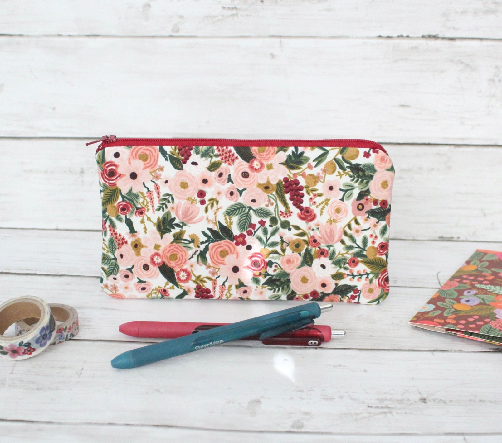 Rifle Paper Co, Strawberry Fields Black, Pencil Pouch, Pencil Case,  Cosmetic Bag 