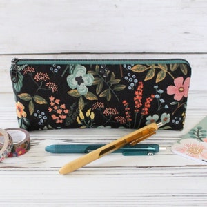Rifle Paper Co. Amalfi Herb Garden Midnight CANVAS Pencil Case, Boxed Bottom Pencil Pouch