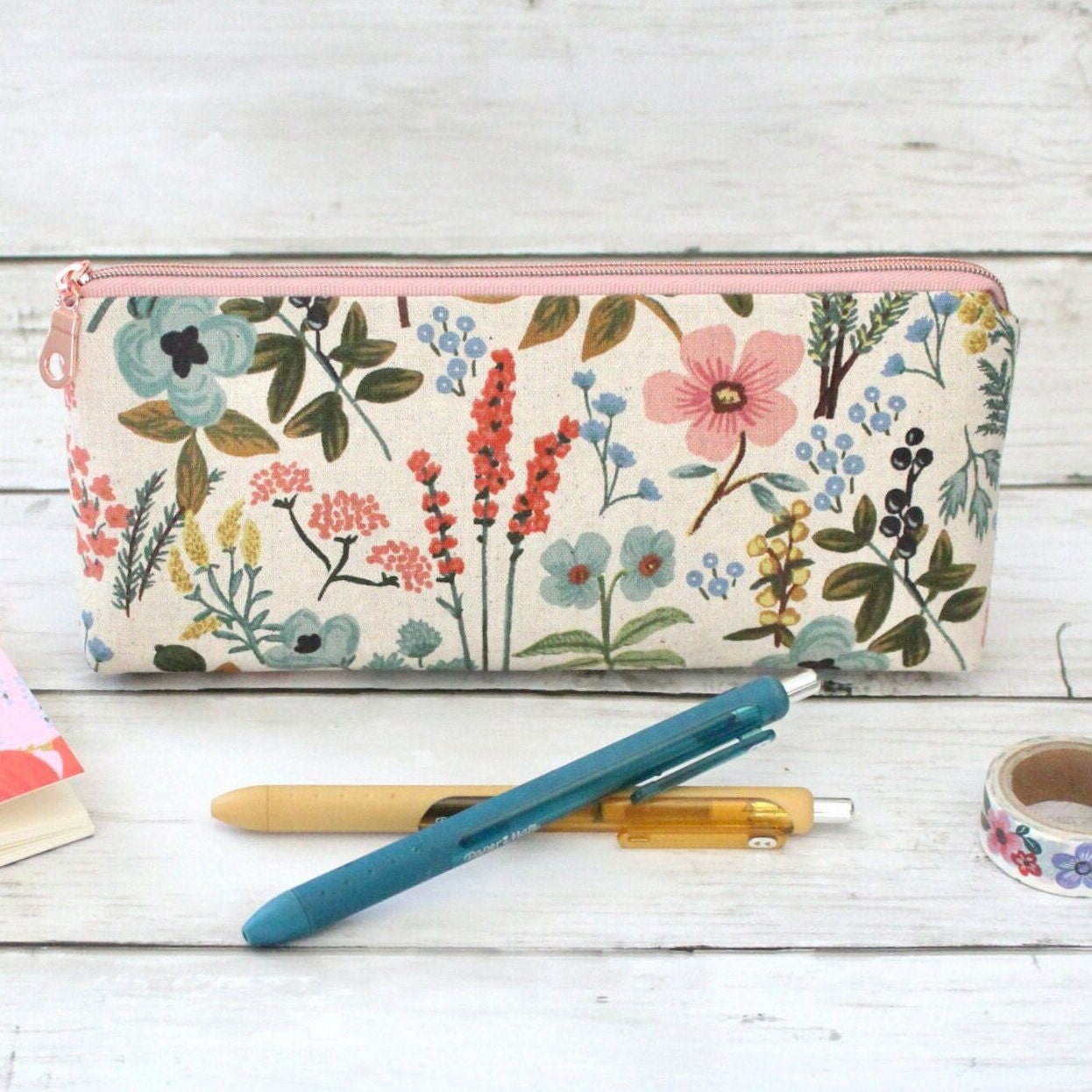 Rifle Paper Amalfi Herb Garden Natural CANVAS Pencil Case - Main Image