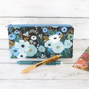 Rifle Paper Co Garden Party Blue Pencil Pouch, Pencil Case, Cosmetic Bag