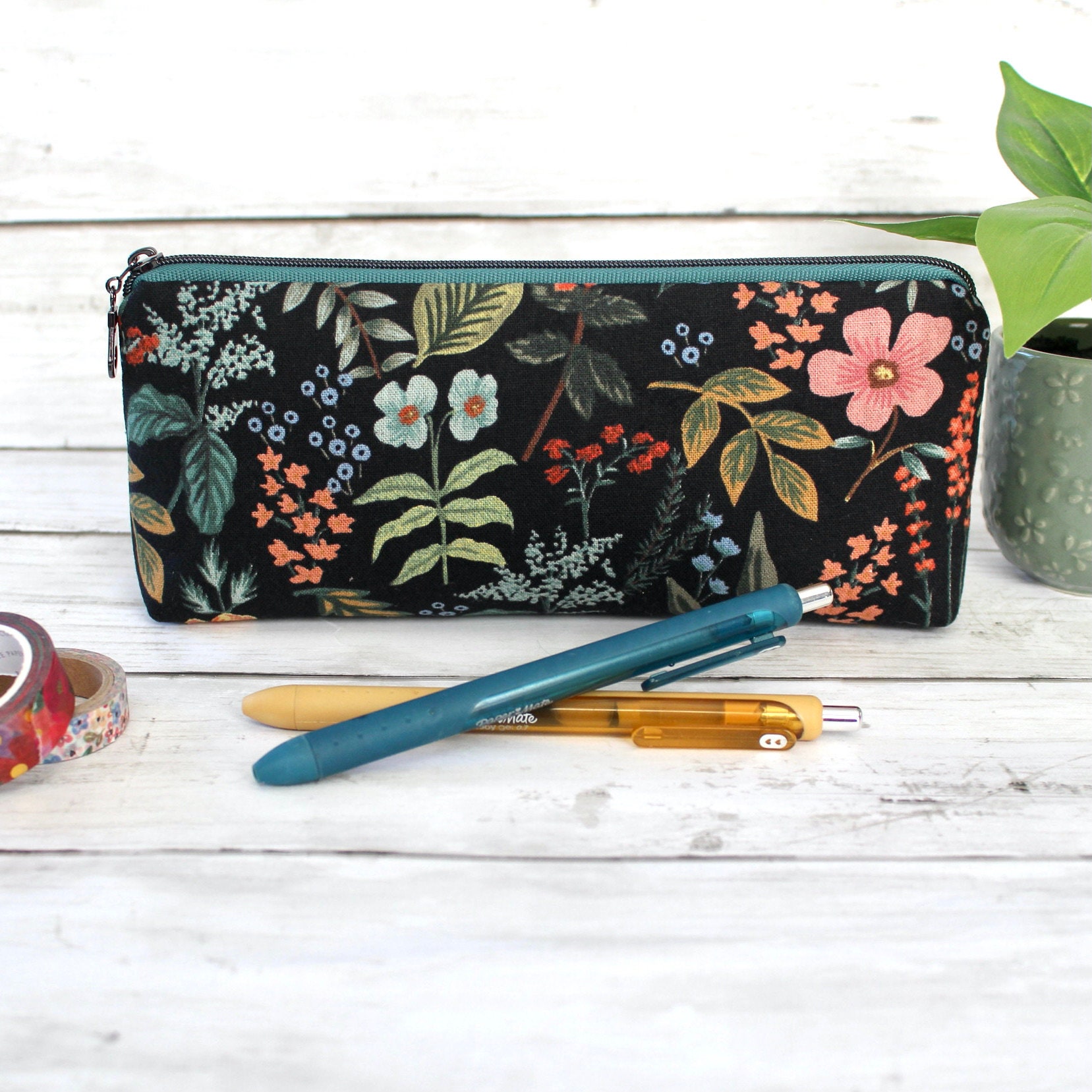  AKIRO Pencil Case, Cute Floral Flower Canvas Zipper Pencil Cases  Lovely Fabric Flower Tree Pen Bags Supplies 4 Pcs : Beauty & Personal Care
