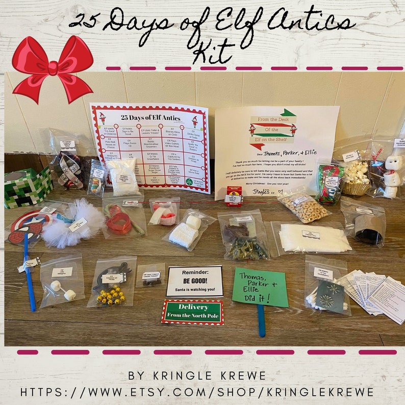 25 Days of Elf Activities Kit Includes 2 Outfits and 8