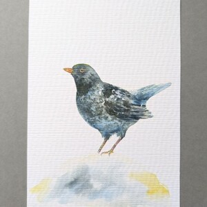 "Postkarte "Amsel ", Gartenvogel Grußkarte für Freund, Waldtier, Danksagung, Dankeskarte, Naturkunstwerk."
