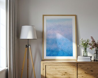 Arte astratta blu, stampa di nuvole, arte femminile, stampabile arte murale cielo rosa, stampa di nuvole pastello, arte astratta blu, download digitale istantaneo