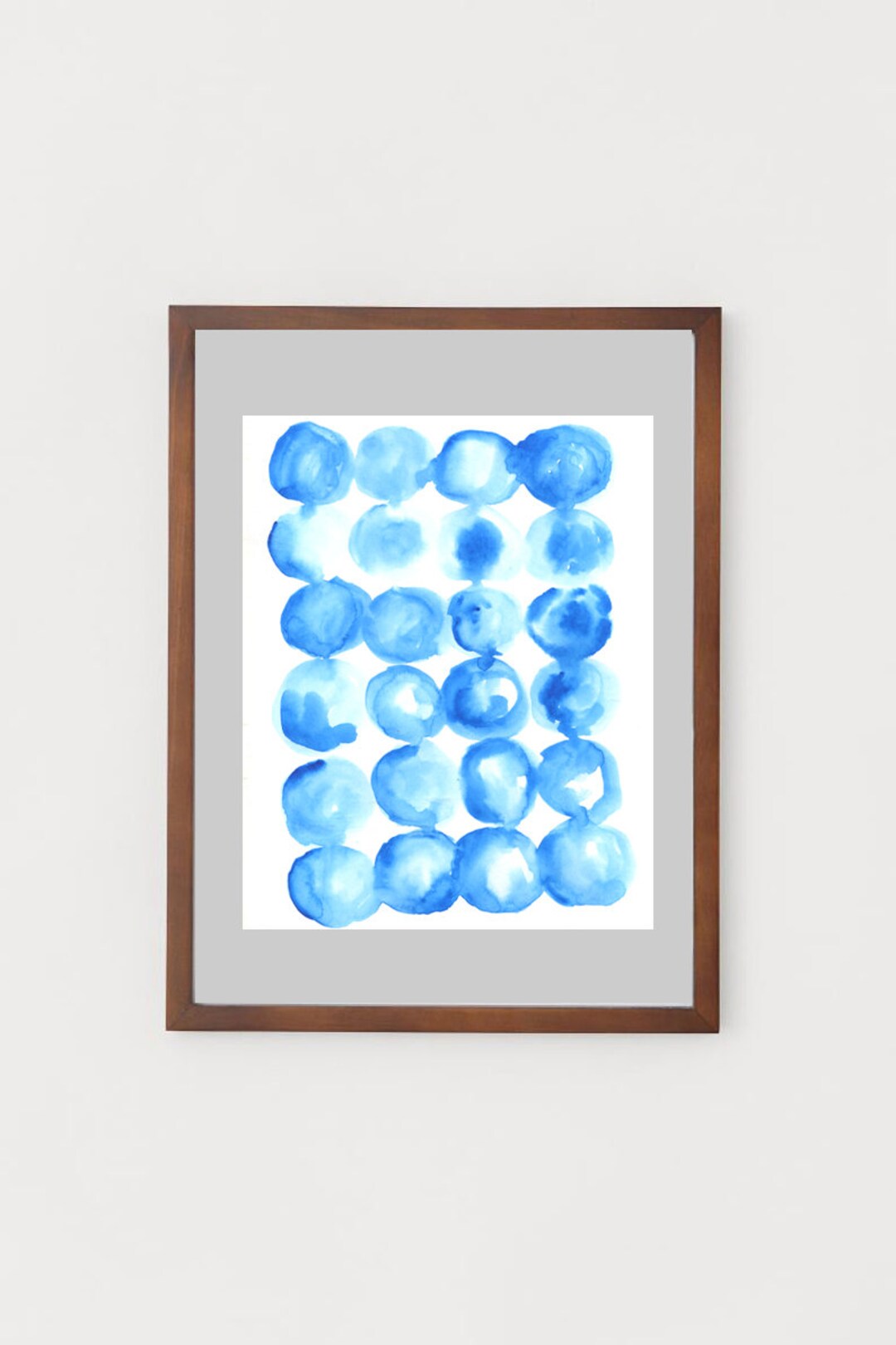 Blue Abstract Watercolour Blue Modern Art Navy Blue Round Etsy