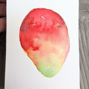Mango ACEO, Fruchtaquarell ACEO, kleines Kunstwerk 2,5"x3,5", handgemalt, Kunstgeschenkidee, kleines Aquarell, Kartensammlung, Miniaturkunst