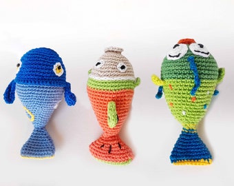 COLORFUL FISH - for small children's hands, crocheted, unique, washable