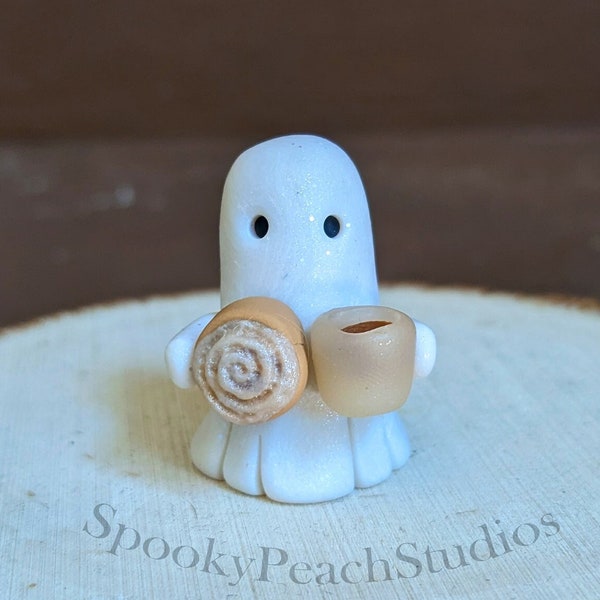 Cinnabon Boo Cinnamon Roll Coffee Sheet Ghost Mini Handmade Spooky Cute Figurine Collectible