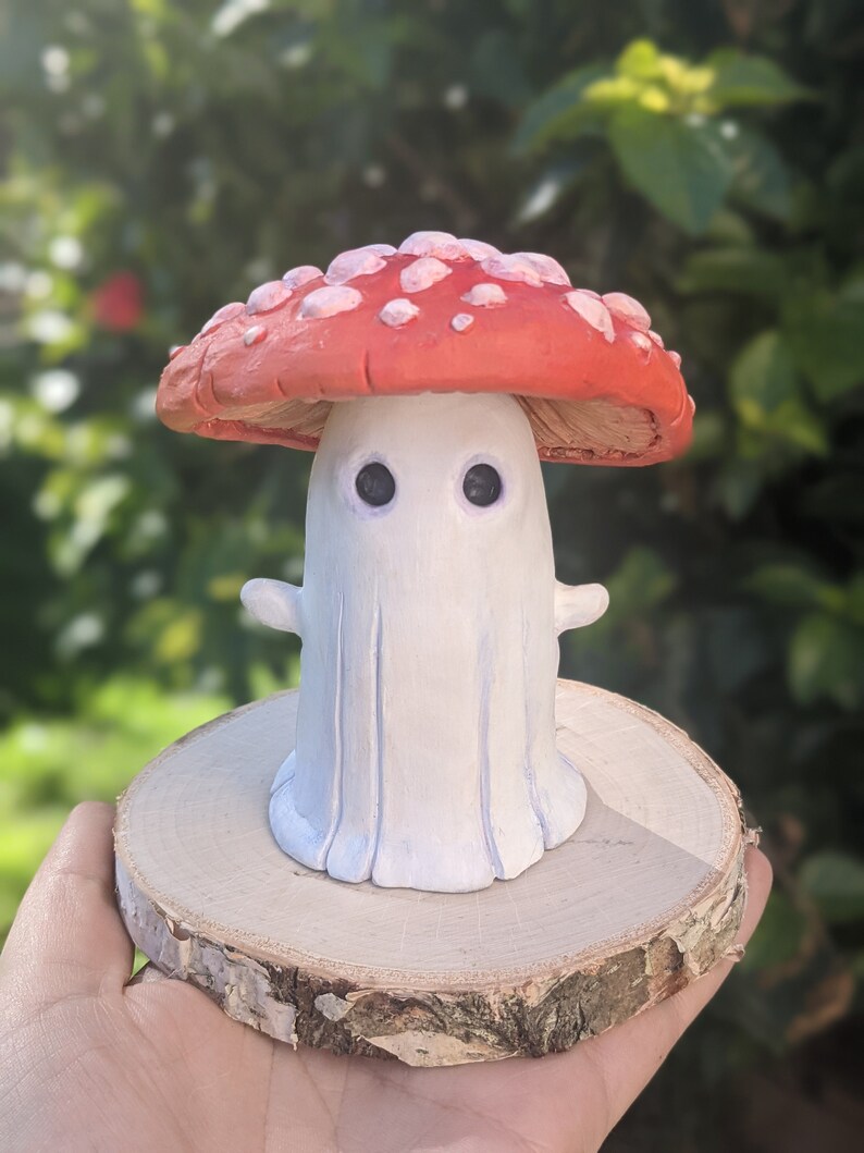 Large Boo Shroom Ghost Mushroom Figurine Sculpture Hand Painted MADE-TO-ORDER Fly Agaric
