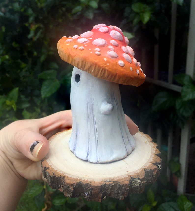 Large Boo Shroom Ghost Mushroom Figurine Sculpture Hand Painted MADE-TO-ORDER Fly Agaric