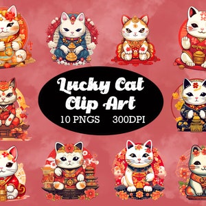 Glückskatze ClipArt, Glückskatze digitale Kunst, Glückskatze png, Katze png, Glückskatze Kunst, Maneki - Neko japanische Glückskatze ClipArt, Necko Katze