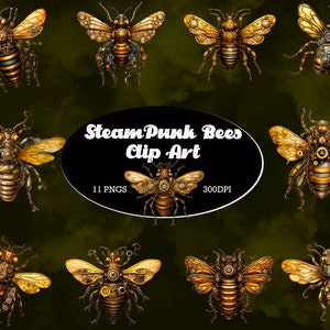 SteamPunk Bee&#39;s, Bee clipart, Bee PNG, Arte dell&#39;ape, Ape, Ape digitale, Animale, ClipArt di SteamPunk
