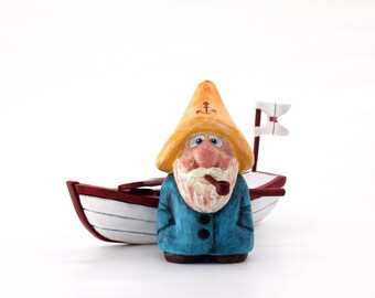 Miniature Dollhouse FAIRY GARDEN ~ Mini LAKE Fishing SEA Boat Captain Fisherman