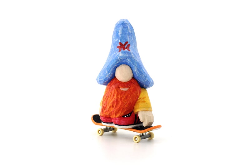 Gnome and skateboard carved gnome wooden gnome handmade  etsy Gnome and skateboard carved gnome wooden gnome handmade  etsy