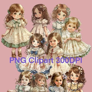 Girl clipart, Children clipart, Little girl clipart, spring summer girl dress clipart , Little girl illustration, cute clipart, digital art,